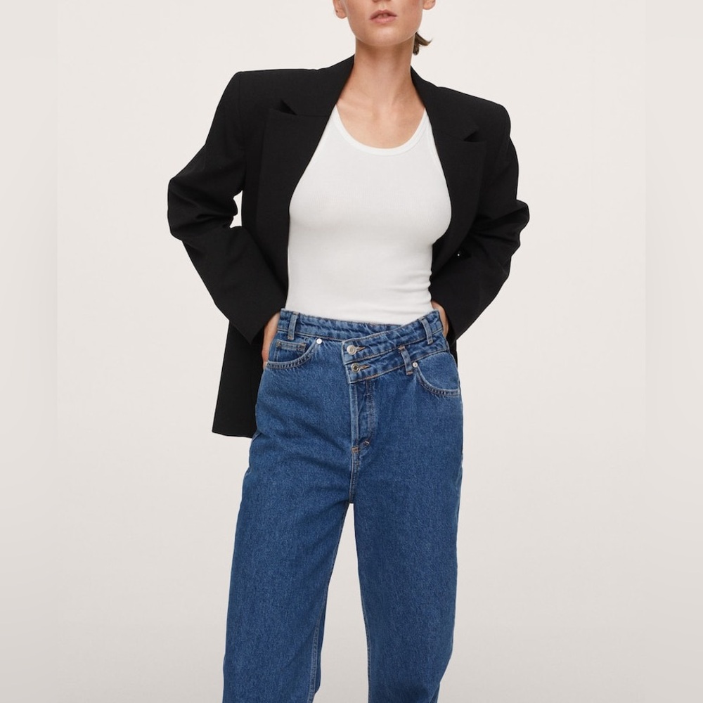 NWT Mango Criss Cross Blue Women's Jeans